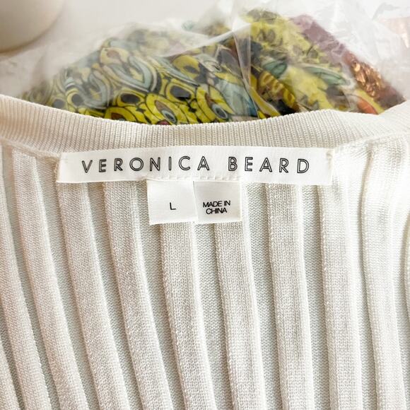 Veronica Beard Sandra Scoop Neck Ribbed Sleeveless Tank Top White Large - Picture 3 of 7